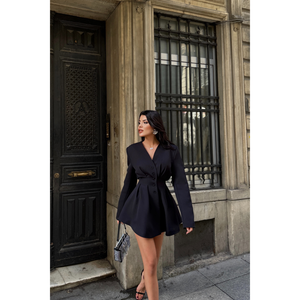 Black Women's Jacket Dress with <b>Darts</b> Detail - Product Image 6