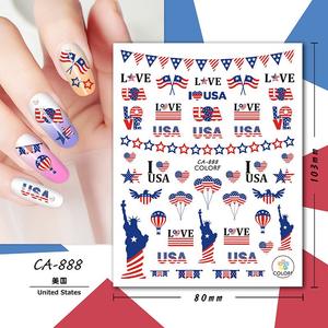 Autocollant drapeau américain nail art festival national 4 juillet autocollant lettres étoile en forme de coeur jour de l'indépendance autocollant pour ongles - Product Image 1