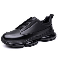Baskets à enfiler en cuir véritable de qualité supérieure 2026 pour hommes avec semelle moderne épaisse à bulles, chaussures de marche amorties pour un confort tout au long de la journée
