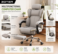 Chaise de bureau/gaming pivotante moderne en cuir véritable, hauteur réglable, dossier ailé, structure en acier inoxydable, imperméable