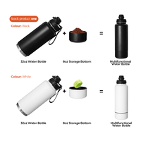 Promotion : Bouteille d'eau multifonctionnelle en acier inoxydable à double paroi 32+8oz avec poignée portable pour l'extérieur