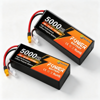 Batterie LiPo Newyenk 7.4V 5000mAh 70C à boîtier rigide, prise EC5, haute décharge, 800 cycles, batterie polymère au lithium -10-60C pour voiture RC
