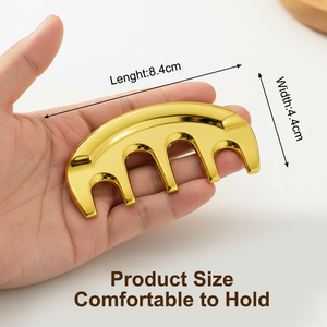 Individuelles Logo Zinklegierung Kopfmassage-Kamm Kopfhautpflege Guasha-Kamm Goldfarben Metall <span class=keywords><strong>Gua</strong></span> <span class=keywords><strong>Sha</strong></span> Massage-Kamm - Product Image 1