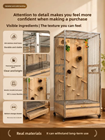 Volière panoramique en verre trempé pour perroquets, en acier inoxydable 304, avec roues arrière en bois, pour intérieur – Meilleures ventes