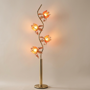 Lampadaire Fleur de Lotus 4 Têtes LED, Commande Tactile, Hauteur Réglable, Base Métallique, Style Contemporain, Lumière Blanc Chaud - Product Image 3