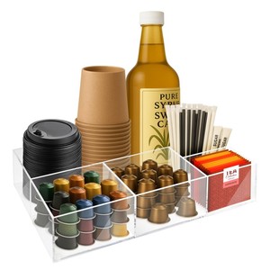 Organisateur <span class=keywords><strong>de</strong></span> comptoir en acrylique transparent pour bar à café, multi-compartiments, pour <span class=keywords><strong>sirop</strong></span>, crème, thé - Product Image 1