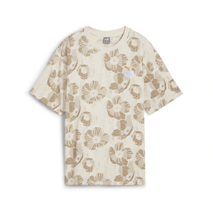T-shirt pour femme Puma, beige, imprimé floral, vêtements décontractés, tissu en coton, toutes saisons - Product Image 3