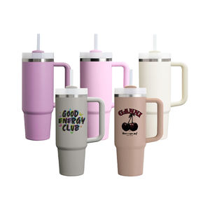 كوب مخصص 40 أونصة للبيع بالجملة غير قابل للصدأ من دون طيار كوب تفريغ 20 أونصة 30 أونصة 40 أونصة كوب مع شعار مقبض - Product Image 1