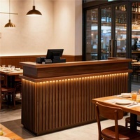 Comptoir de réception en acier inoxydable de style industriel rétro pour restaurants, petits bars, salons de thé, salles à manger