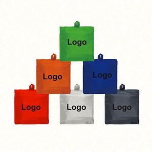 Customized Eco-Friendly Large Reusable Polyester <b>PET</b> Folding Shopping Bag Recyclable Supermarket Grocery Bag with Pouch - Product Image 6