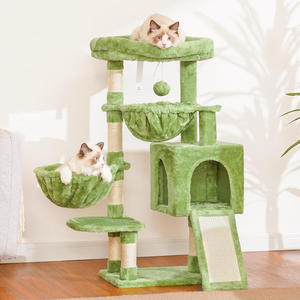 Grote groene kattenboomtoren, gezellig kattenhuis met gevoerde bedden, condo's, hangmatten, sisal krabpalen, moderne, schattige, klassieke stijl - Product Image 5