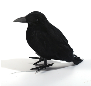 Corvo 3D Realistico Fatto a Mano per <span class=keywords><strong>Halloween</strong></span>, Ornamento Festivo con Piume Scintillanti in Plastica e Piume per Pasqua e Feste - Product Image 1