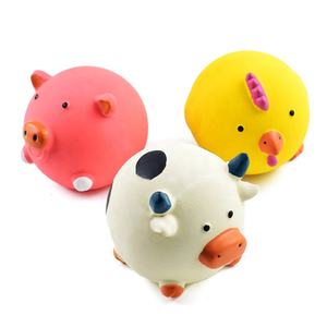 Di alta qualità in lattice suino mucca pulcino cane a forma di palla cigolante Chew giocattoli per animali domestici - Product Image 1