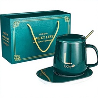 Ensemble cadeau d'affaires, tasse à café auto-chauffante en papier imprimé en sérigraphie exquise, tasse intelligente à contrôle de température, chauffe-tasse sans fil