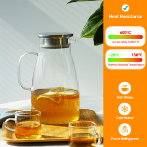 1.6L trong suốt cao thủy tinh borosilicate bình nước ấm đun nước với nắp tre và xử lý chịu nhiệt Thân thiện với môi OEM/ODM - Product Image 2