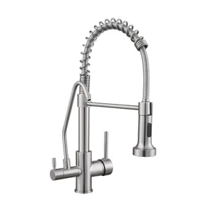 Stainless Steel 304 3 Ways Kitchen Faucet With Purified Water Flow Filter System