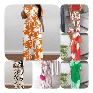 Mới Nhất Thiết Kế Jumpsuit Phụ Nữ V Không Tay Backless Pleated Rộng Chân Jumpsuit Phụ Nữ Thanh Lịch Mùa Hè Jumpsuits - Product Image 1