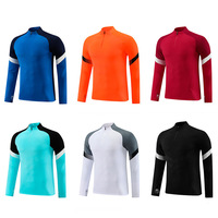 Combinaison d'entraînement de football à manches longues et demi-zip, respirante, 100 % polyester, pour l'automne, la course en extérieur, les tenues décontractées, et la personnalisation d'équipe de football