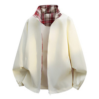 Veste de sport décontractée légère et imperméable pour homme, avec col à capuche réversible teinté, devant tissé, fermeture éclair, coupe ample, pour l'automne
