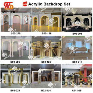Arco de escenario con diseño de mármol rosa elegante y suave, decoración de fondo para bodas, soporte para arco decorativo para eventos. - Product Image 3