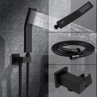 Système de douche pluie encastré moderne de 12 pouces en acier inoxydable noir 30x30 cm carré avec poignée unique et cartouche céramique