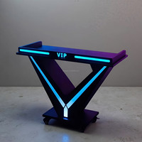 Meuble de bar DJ incurvé moderne avec console éclairée et acrylique écologique pour bar à domicile et discothèque