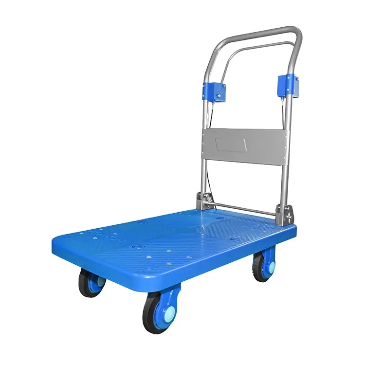 Hand push foldable household hand push truck four wheel trolley heavy duty loading cart foldable platform car small PLA400P-DX