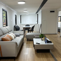 Maison modulaire préfabriquée de luxe avec 2 chambres, 1 salle de bain, bureau, extensible, type conteneur, maison capsule
