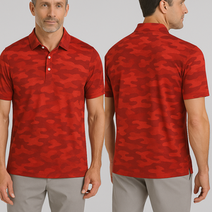 Polo de sport en polyester 100% à sublimation camouflage avec logo brodé personnalisé de luxe 2025, extensible dans les 4 sens, pour hommes - Product Image 1