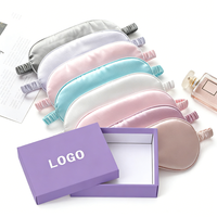 Set Kotak Hadiah Mewah Masker Mata Tidur Sutra Satin dengan Logo Custom, Penutup Mata Lembut untuk Perjalanan, Pernikahan, Hadiah Perusahaan