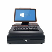 POS-терминал RUINAI 15,6 дюйма, черный, с Windows/Android, клавиатурой, денежным ящиком, встроенным принтером, все в одном