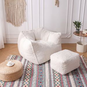 Fauteuil pouf hexagonal compressible en polaire d'agneau, canapé paresseux individuel pliable, emballé sous vide, idéal pour petit appartement - Product Image 1
