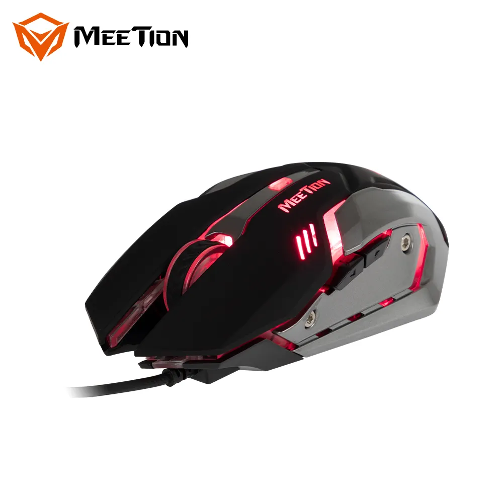 Meetion M915 Mouse game ergonomis, tetikus game plastik ABS nirkabel bermain optik Usb untuk komputer