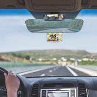 Rétroviseur sphérique grand angle en ABS avec cadre de plaque d'immatriculation de voiture, anti-éblouissement, teinté bleu, trois-en-un