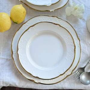 Plato de cerámica de encaje con borde dorado Vintage francés, platillo de cena occidental, taza para café, té, comida para el hogar, vajilla - Product Image 1