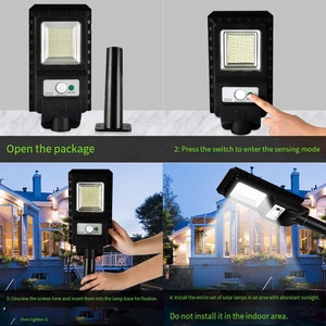 Nouvelle lampe solaire 80W à détection de mouvement par infrarouge, en silicium polycristallin, alimentation continue 365 jours, pour jardin et mur extérieur - Product Image 2