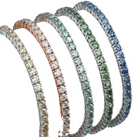 Bracelet Tennis en Argent S925 avec Moissanite Colorée de 2 mm, Vente en Gros Usine, Bijoux Fins et Délicats de Luxe pour Femme, Idéal au Quotidien