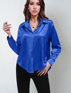 Camisa de Seda Sólida con Botones y Manga Larga, Estilo Casual y Holgado, con Logotipo Personalizado para Europa y América 2026 - Product Image 2