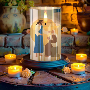 Bougies en gros lumière <span class=keywords><strong>LED</strong></span> personnalisé imprimé croix baptême rituel église <span class=keywords><strong>funéraire</strong></span> tombe mémorial prière spirituelle <span class=keywords><strong>bougie</strong></span> religieuse - Product Image 2
