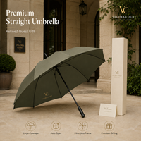 Parapluie droit grand format 25 pouces à ouverture automatique, résistant au vent, avec armature en fibre de verre, idéal comme cadeau de bienvenue pour les clients VIP des hôtels de luxe