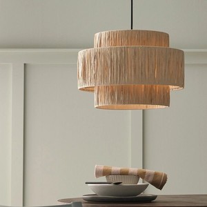 Japanese Style Rattan Bamboo Woven Chandelier Round E27 LED <b>Light</b> Living Room <b>Dining</b> Room Pendant Lamp - Product Image 1