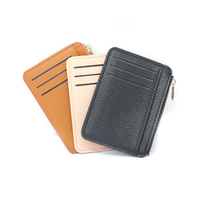 Dompet Kulit Elegan Tahan Lama Shin, Anti RFID, dengan Resleting, Tempat Kartu Bank dan Kunci untuk Wanita dan Pria