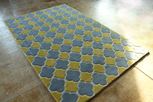 Grigio E Giallo Moderno Fatto A Mano Jacquard Geometrica coperta di Zona Per Loungeroom - Product Image 3