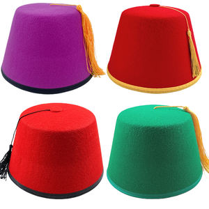 Chapeau Fez en velours <span class=keywords><strong>rouge</strong></span> unisexe pour adulte MH-3129 avec pompon doré ou noir, chapeau <span class=keywords><strong>marocain</strong></span> Shriner, tarbouche turque, fête - Product Image 3