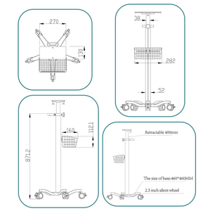 Hoogwaardige Verstelbare Roestvrijstalen Medische Monitor Kar Aanpasbare Ziekenhuis Patiënt Monitor <span class=keywords><strong>Trolley</strong></span> Met Mand - Product Image 3