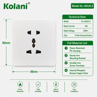 Enchufe de Pared Universal de 5 Orificios Estándar del Reino Unido, 13A, Resistente al Fuego, Compatible con Múltiples Enchufes, Marca Kolani, Fabricación OEM/ODM