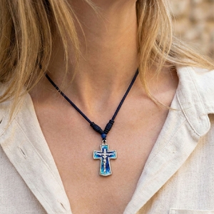 [ Hong Kong International Jewellery Show ] Enamel Inlaid 18K Gold-Plated <b>Silver</b> Divine Glow <b>Necklace</b> with Cross Pendant - Product Image 3