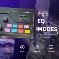 Cartes son audio de studio d'enregistrement PC RGB Fifine SC8, mélangeurs externes XLR, streaming en direct, interface de mixage audio USB pour jeux