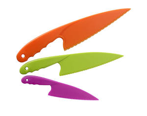 Juego de 3 Cuchillos para Ensalada con Bordes Dentados de Plástico, Cortador de Tomate y Lechuga, Herramienta para Servir, Cuchillo para Pastel para Niños, <span class=keywords><strong>Adultos</strong></span>, <span class=keywords><strong>Cumpleaños</strong></span>, Bodas - Product Image 4