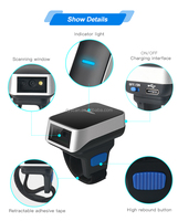 Lecteur de codes-barres sans fil Dyscan 1D Ring BT 5.0, mini lecteur POS portable à porter sur le doigt
